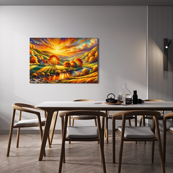 Quadro su tela – Paesaggio autunnale al tramonto