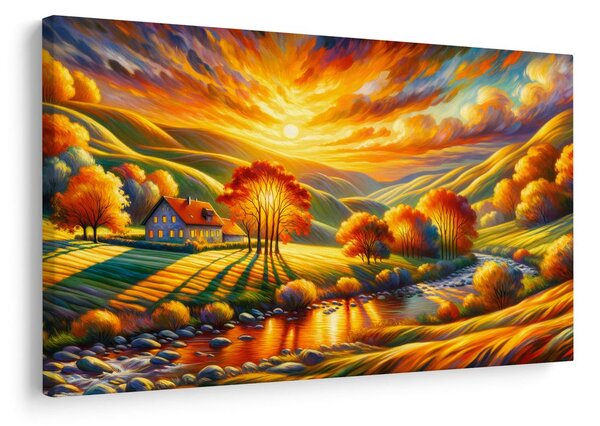 Quadro su tela – Paesaggio autunnale al tramonto