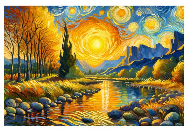 Quadro su tela – Sole sopra il fiume