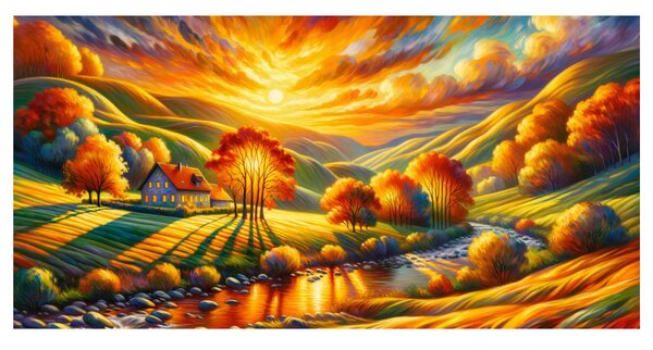 Quadro su tela – Valle dorata d’autunno