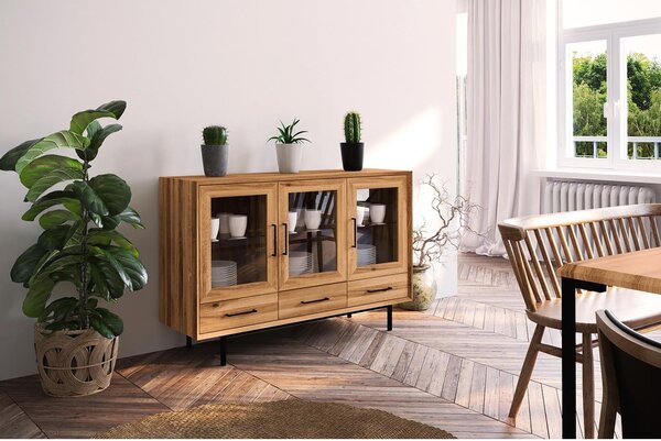 Vetrina in legno di quercia di colore naturale 144x95 cm Abies - The Beds