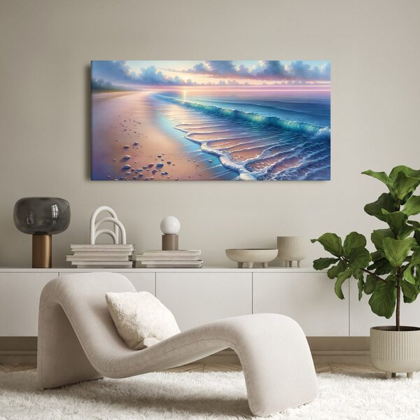 Quadro su tela – Spiaggia pastello all’alba
