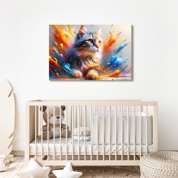 Quadro su tela – Gatto nell’esplosione di colori
