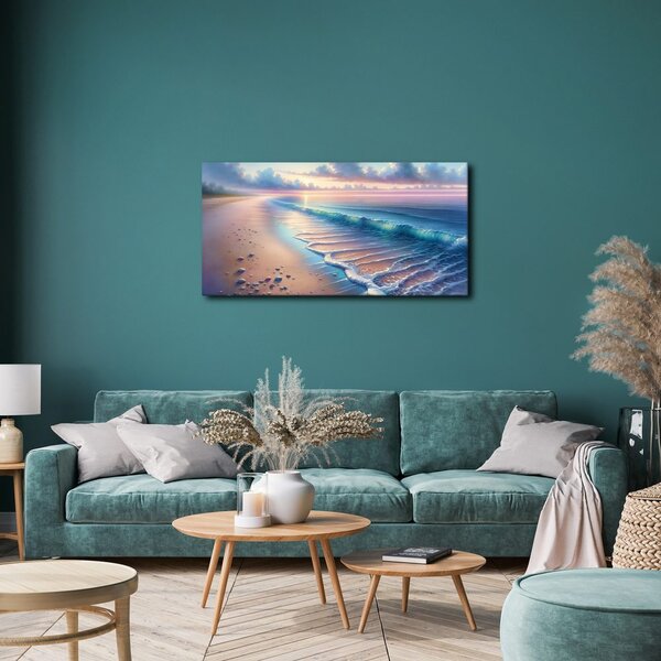 Quadro su tela – Spiaggia pastello all’alba