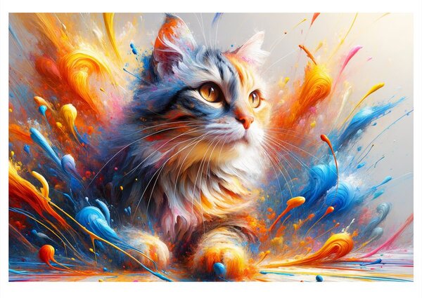 Quadro su tela – Gatto nell’esplosione di colori