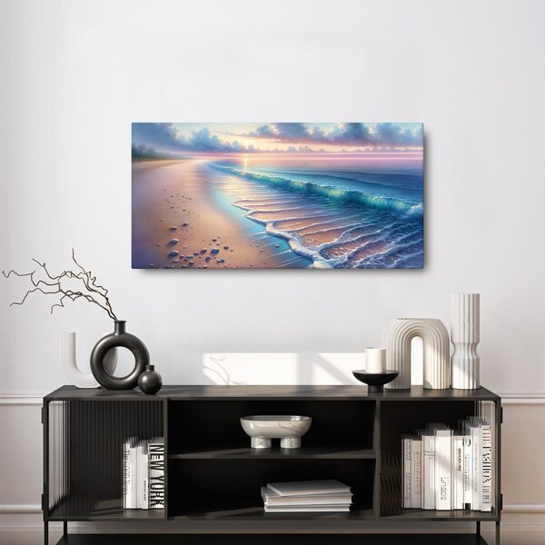 Quadro su tela – Spiaggia pastello all’alba