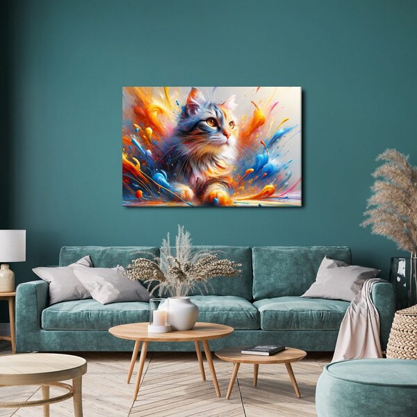 Quadro su tela – Gatto nell’esplosione di colori