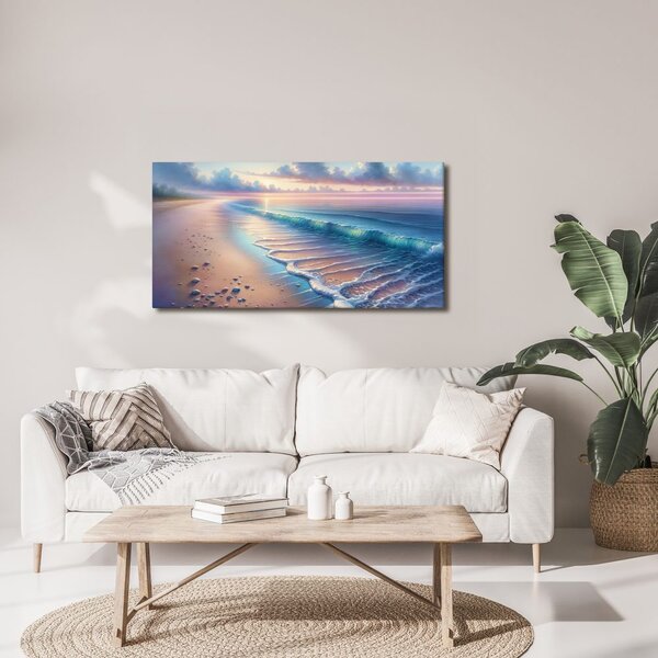 Quadro su tela – Spiaggia pastello all’alba