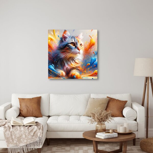 Quadro su tela – Gatto nel vortice di colori