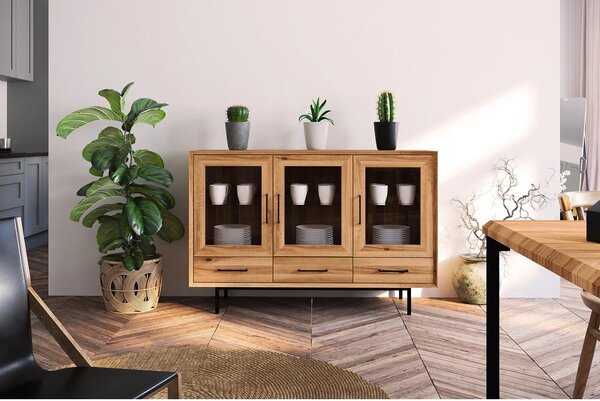 Vetrina in legno di quercia di colore naturale 144x95 cm Abies - The Beds