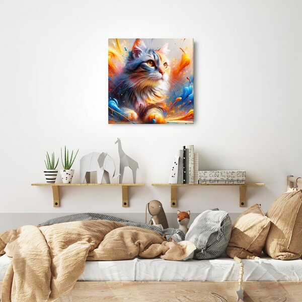 Quadro su tela – Gatto nel vortice di colori