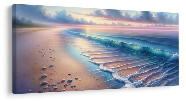 Quadro su tela – Spiaggia pastello all’alba