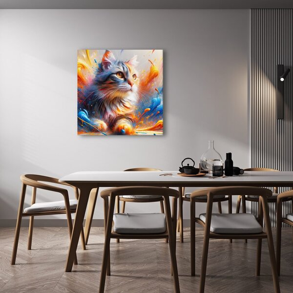 Quadro su tela – Gatto nel vortice di colori