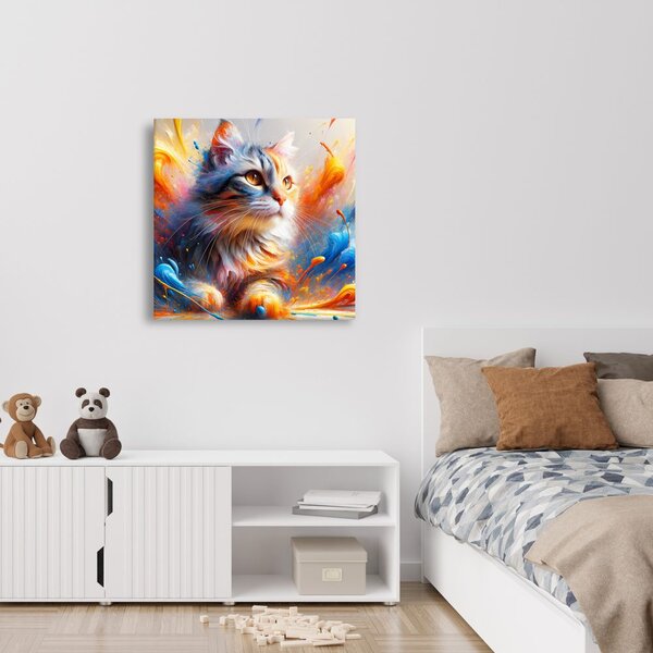 Quadro su tela – Gatto nel vortice di colori