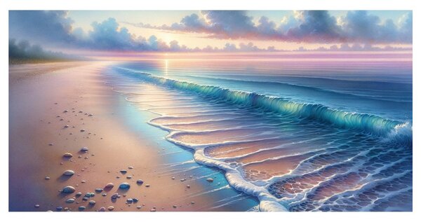 Quadro su tela – Spiaggia pastello all’alba