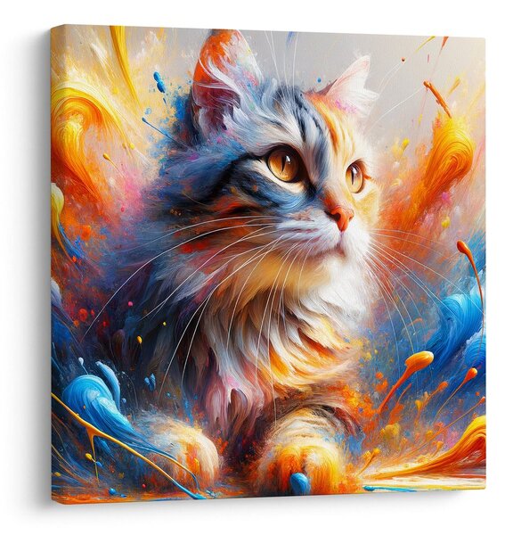 Quadro su tela – Gatto nel vortice di colori