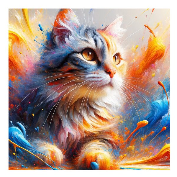 Quadro su tela – Gatto nel vortice di colori