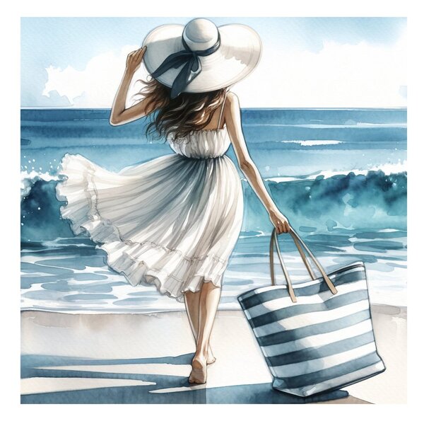 Quadro su tela – Passeggiata estiva sulla spiaggia