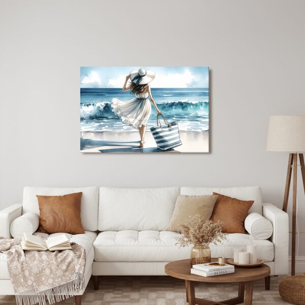 Quadro su tela – Donna sulla costa d’estate