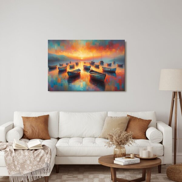 Quadro su tela – Barche al tramonto