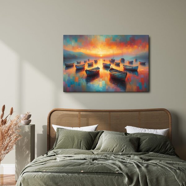 Quadro su tela – Barche al tramonto