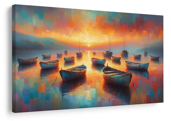 Quadro su tela – Barche al tramonto