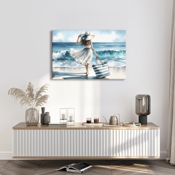 Quadro su tela – Donna sulla costa d’estate