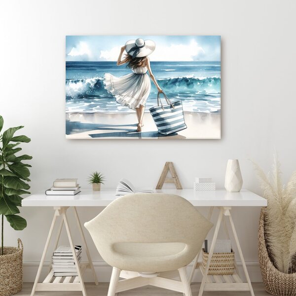 Quadro su tela – Donna sulla costa d’estate
