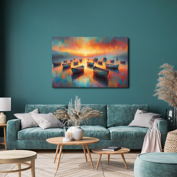 Quadro su tela – Barche al tramonto