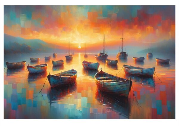 Quadro su tela – Barche al tramonto