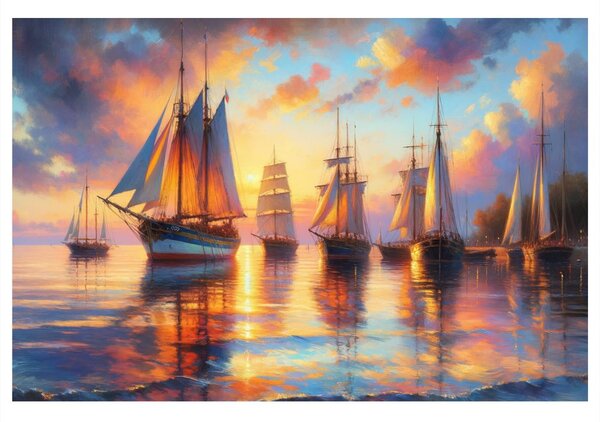 Quadro su tela – Tramonto tra le barche