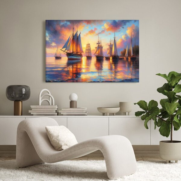 Quadro su tela – Tramonto tra le barche