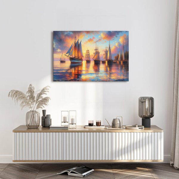 Quadro su tela – Tramonto tra le barche