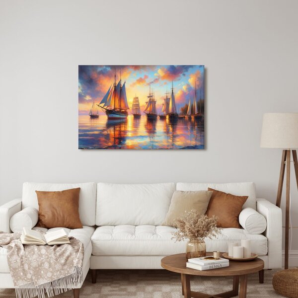 Quadro su tela – Tramonto tra le barche