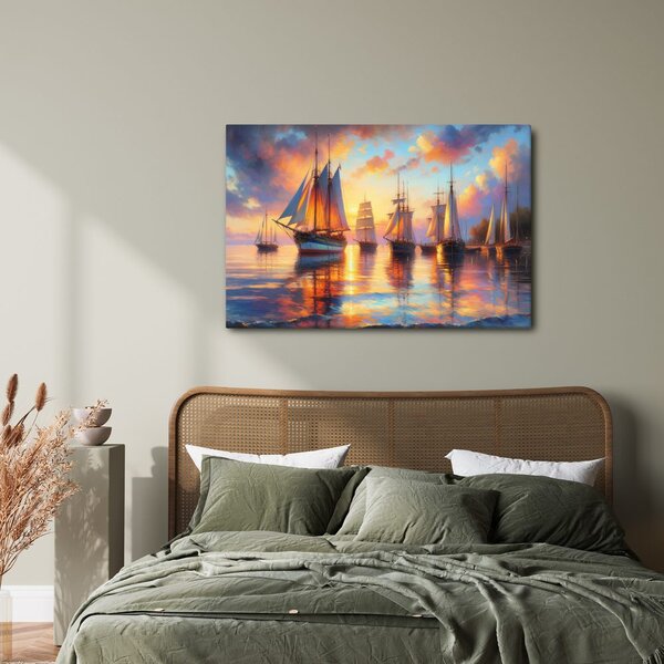 Quadro su tela – Tramonto tra le barche