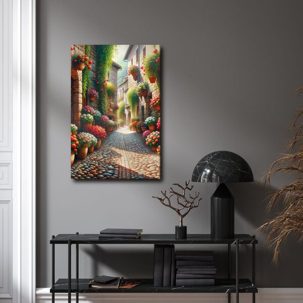 Quadro su tela – Strada di pietra tra i fiori