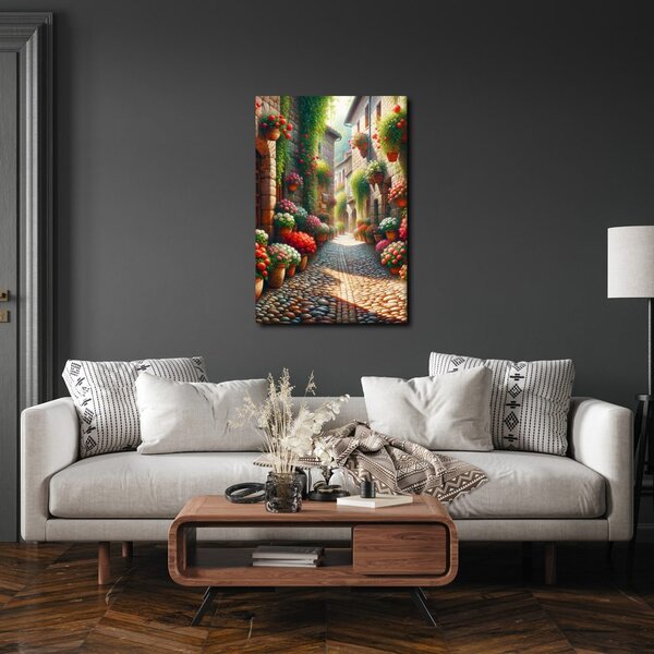 Quadro su tela – Strada di pietra tra i fiori