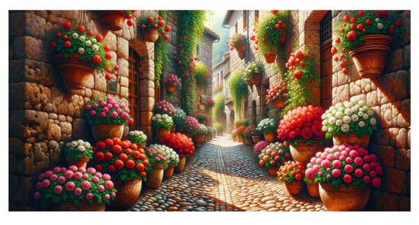 Quadro su tela – Strada piena di fiori