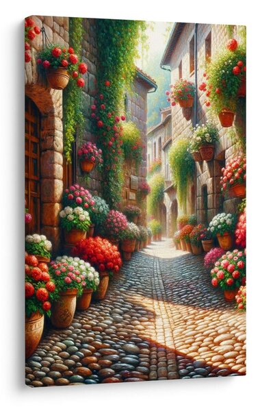 Quadro su tela – Strada di pietra tra i fiori