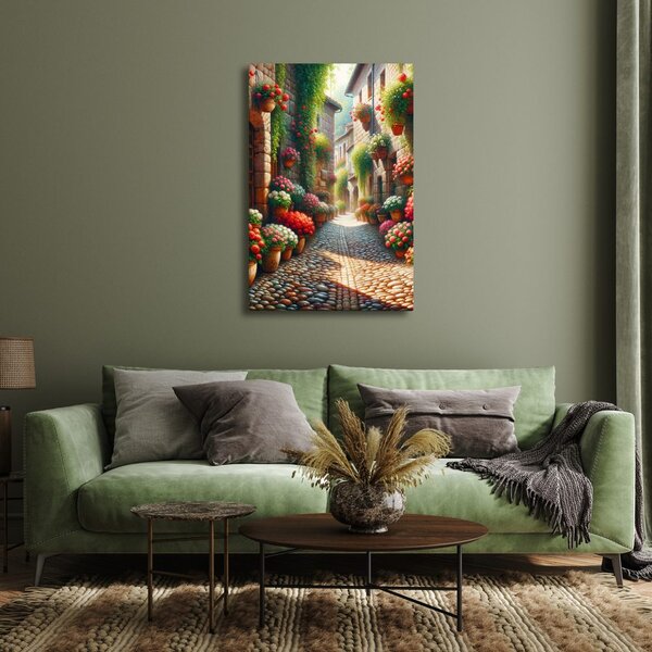 Quadro su tela – Strada di pietra tra i fiori