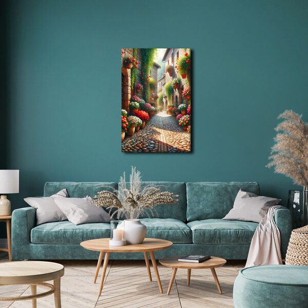 Quadro su tela – Strada di pietra tra i fiori