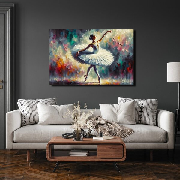 Quadro su tela – Ballerina in abito bianco