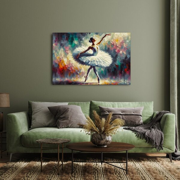 Quadro su tela – Ballerina in abito bianco