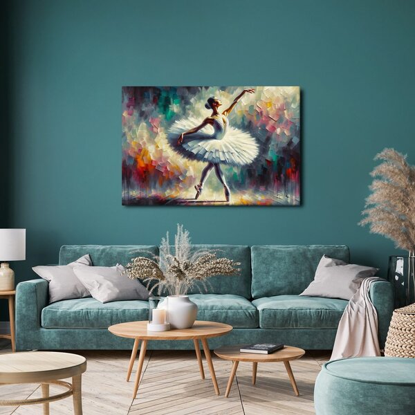 Quadro su tela – Ballerina in abito bianco