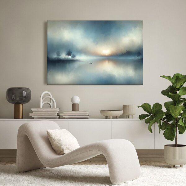 Quadro su tela – Barca solitaria nella nebbia