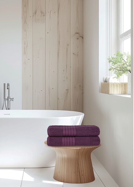 Set di 2 asciugamani in spugna di cotone bordeaux 70x140 cm - Good Morning