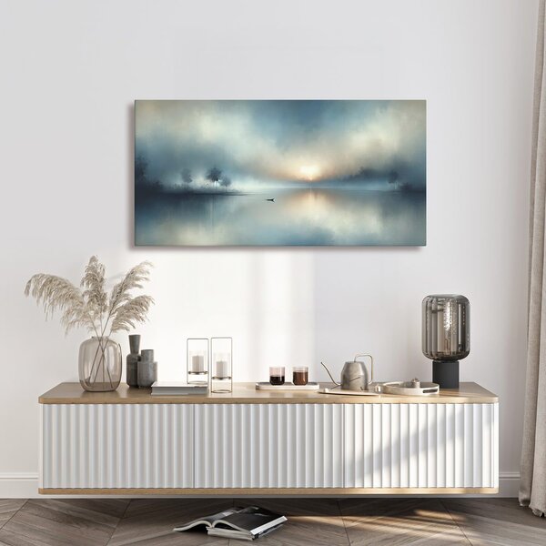 Quadro su tela – Barca nella nebbia del mattino