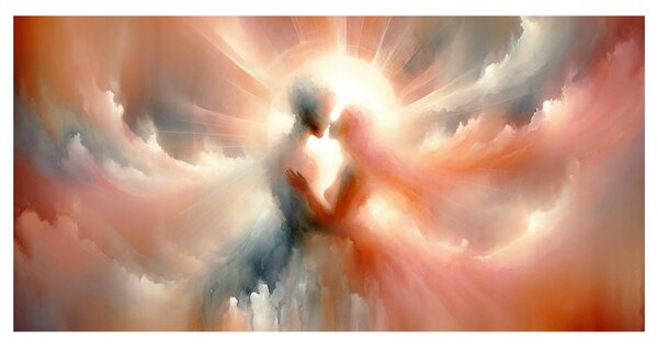 Quadro su tela – Amanti nella luce celeste