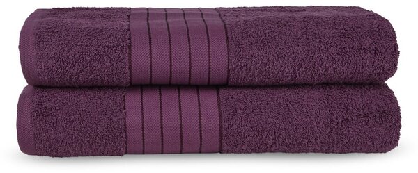 Set di 2 asciugamani in spugna di cotone bordeaux 70x140 cm - Good Morning