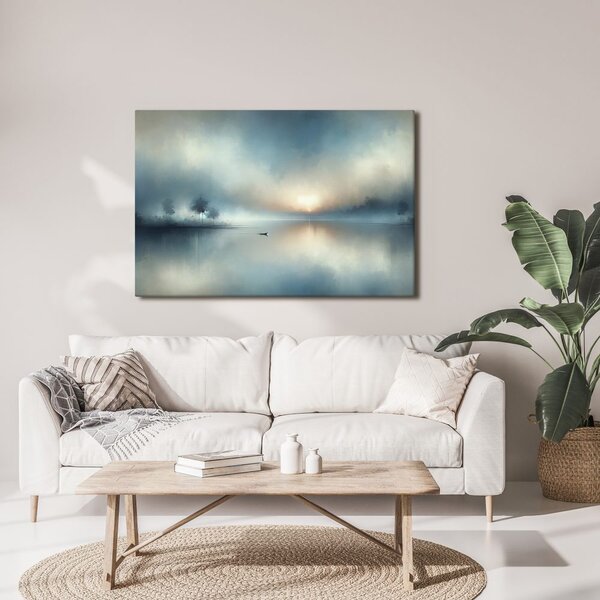 Quadro su tela – Barca solitaria nella nebbia